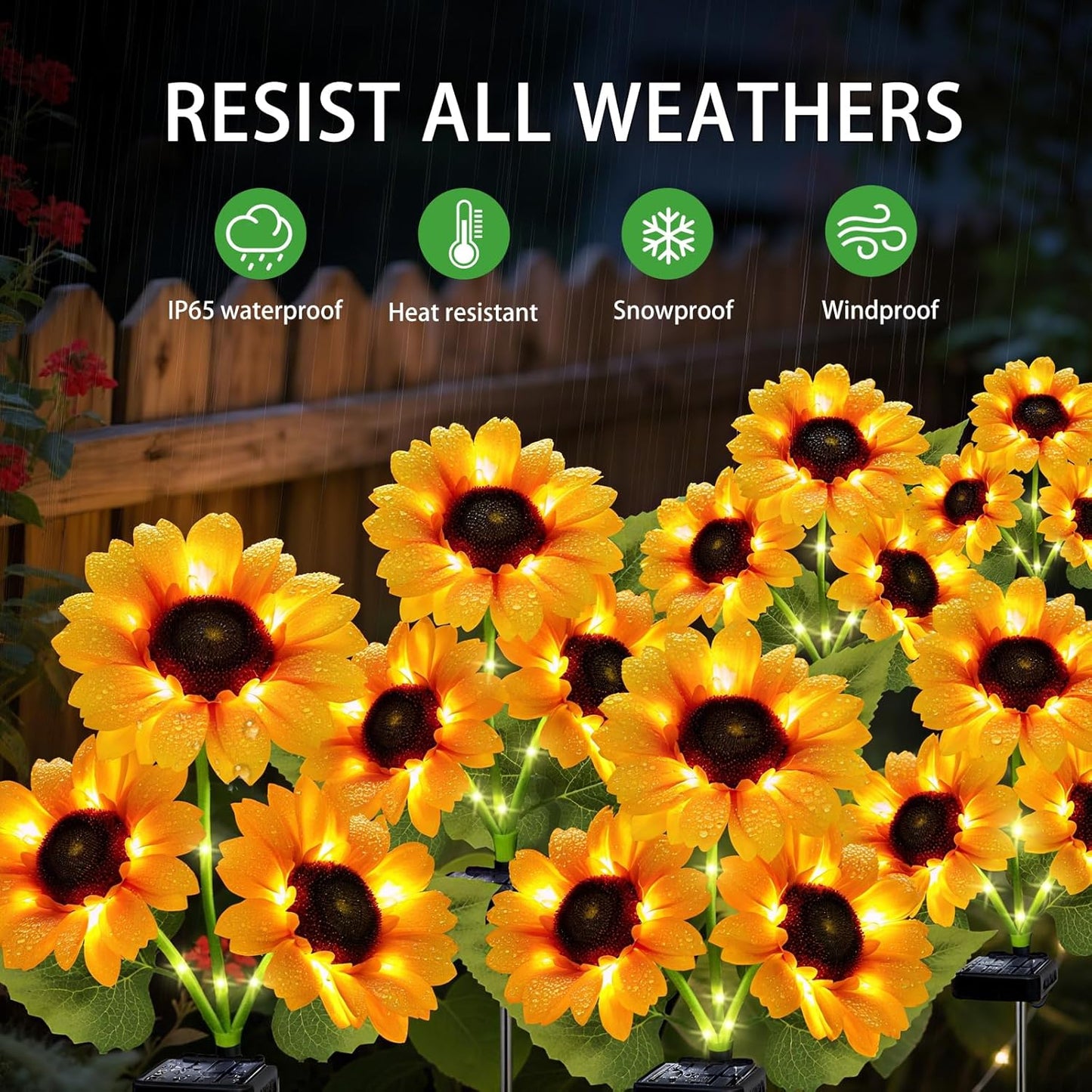 Solar Garden Lights Outdoor, 3 Pack Sunflower Lights with 9 Large Sunflower, Waterproof Garden Decor, Birthday Gifts for Mom Grandma, Decorative Solar Flowers for Pathway Patio Yard Fall Decorations