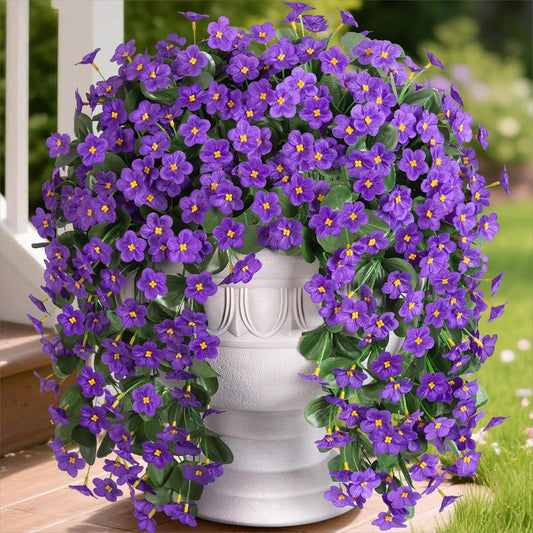 HyeFlora Artificial Faux Hanging Plants Flowers Vines for Outdoor Outside Fall Decoration, 2PCS