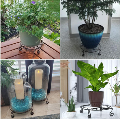 Yimobra Original Patented Plant Stand for Flower Pot Heavy Duty Potted Holder Indoor Outdoor, Metal Rustproof Iron Garden Container Round Supports Rack for Planter Bronze, Brown 9.4 Inches