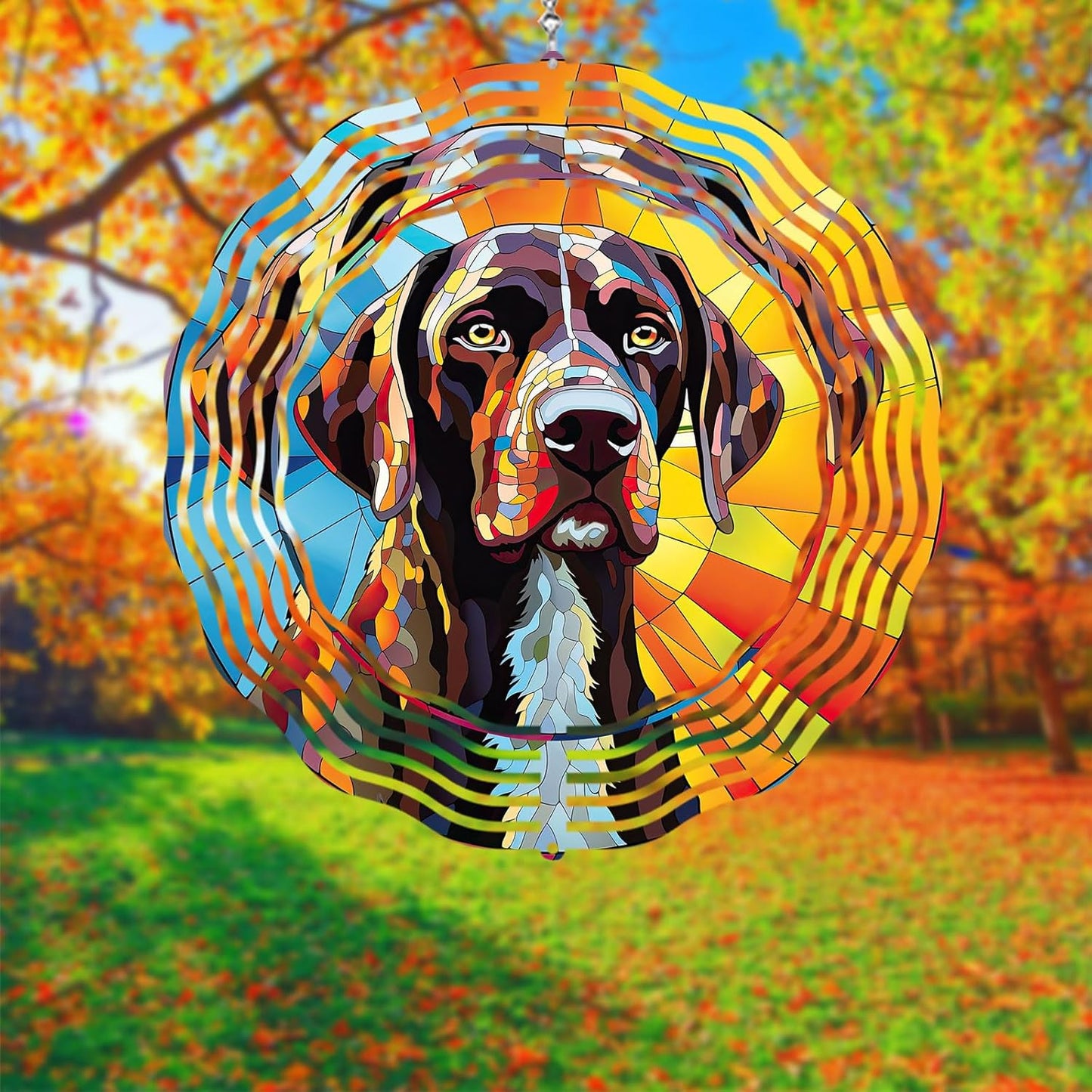 German Shorthaired Pointer Dog Wind Spinners Outdoor Dog Memorial Gifts, 3D Metal Kinetic Hanging Garden Wind Spinner, Spinner Decor, Wind Sculptures for Outdoor & Indoor, Window, Yard Decor (GSP 2)