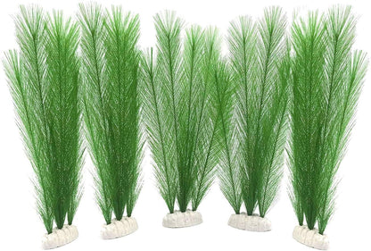 BEGONDIS Aquarium Decorations 5Pcs Fish Tank Artificial Green Water Plants Made of Silk Fabrics Plastic