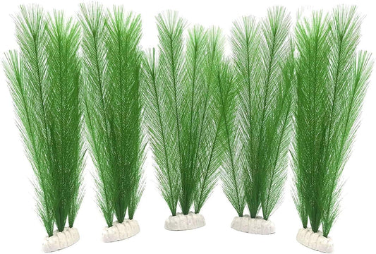 BEGONDIS Aquarium Decorations 5Pcs Fish Tank Artificial Green Water Plants Made of Silk Fabrics