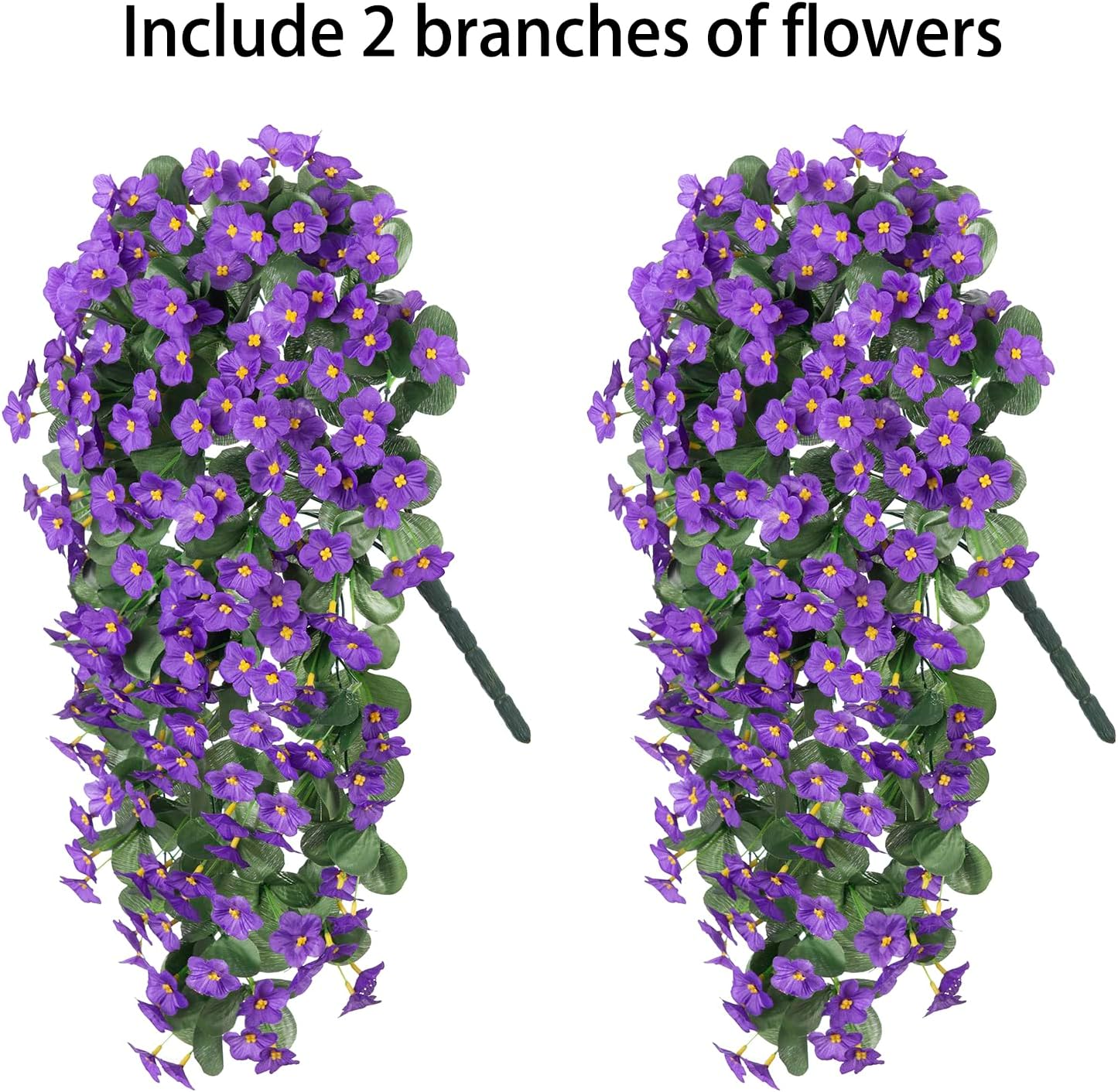 HyeFlora Artificial Faux Hanging Plants Flowers Vines for Outdoor Outside Fall Decoration, 2PCS Fake Silk Daisy Mums UV Resistant Look Real Purple Orchid Vine for Front Door Porch Planter Balcony