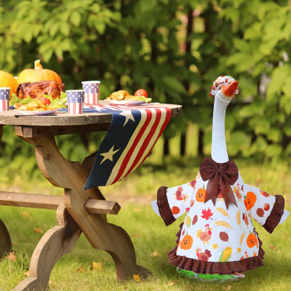 Thanksgiving Goose Outfit for Porch Goose 23" Cement Statue Clothing - Thanksgiving Outdoor Decoration for Patio Yard Lawn