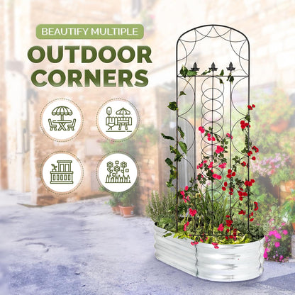 Idzo 71 in. Decorative Metal Trellis for Climbing Plants Outdoor, Heavy-Duty Steel Garden Trellis with Durable Powder Coating, Black