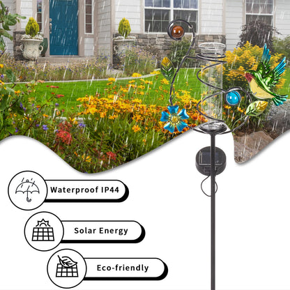Stargarden Hummingbird Rain Gauge Outdoor Solar LED Lights Rain Gauge