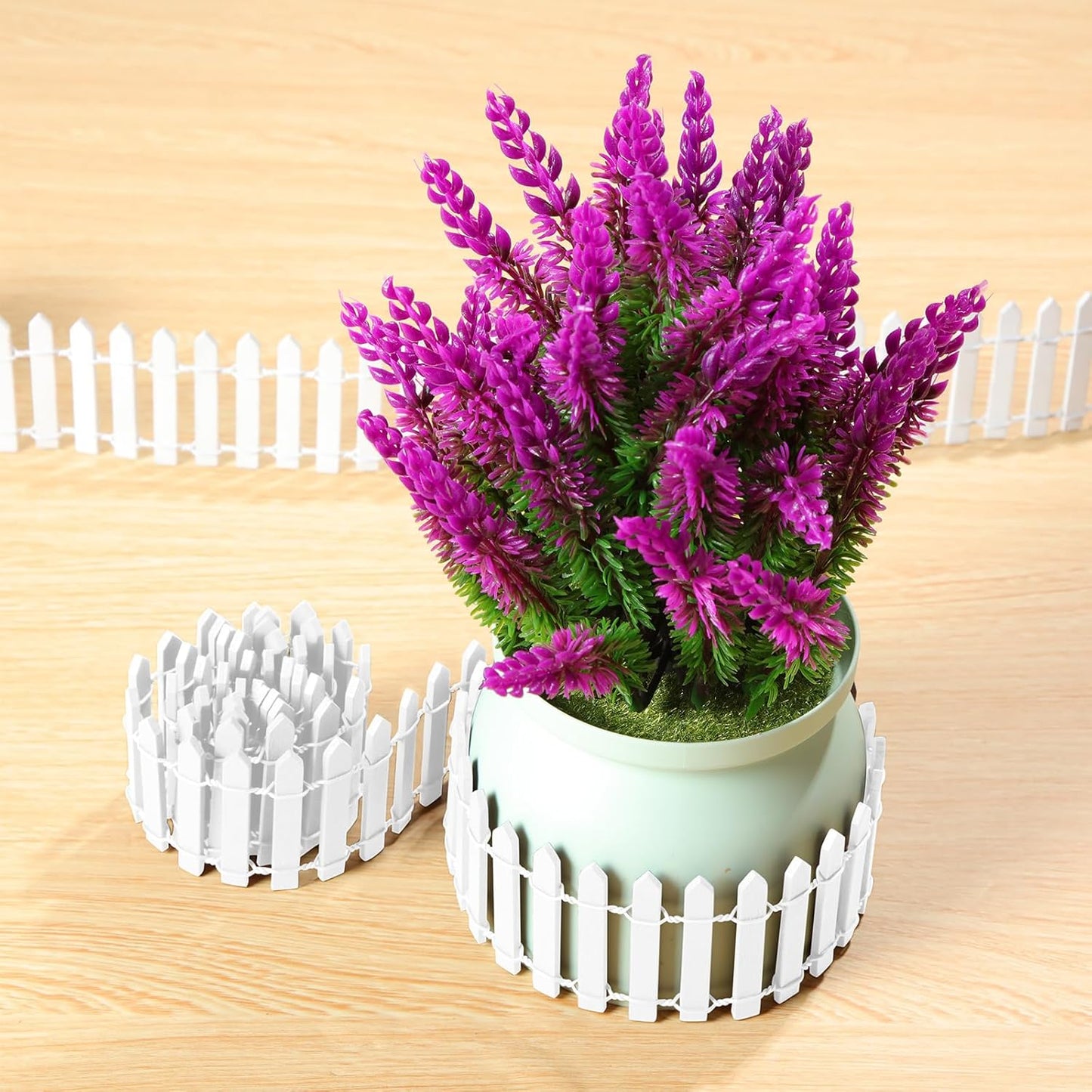 Kigley 6 Pcs 40 Inch Fairy Fence Wood Miniature Garden Picket Fence Decorations for DIY Plant Pot House Home Dollhouse Outdoor Diorama Project(White)