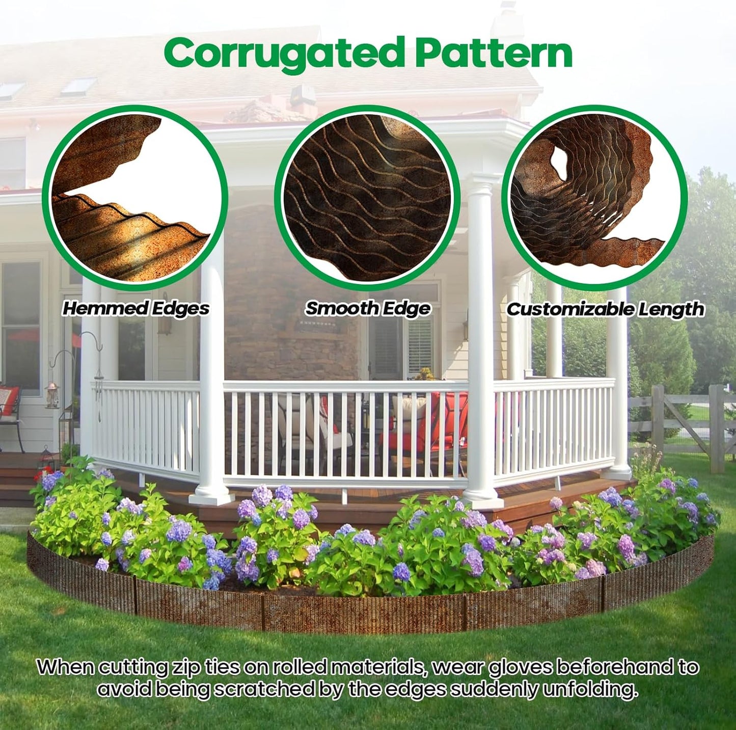 Corrugated Metal Garden Edging,Sturdy Tall Landscape Edging Borders with 6pcs Anchor Stakes, Perfect DIY for Flower Beds, Lawn and Pathway,Tree Surrounds,Paver Edges (Pre-Rusted 6"×20FT)