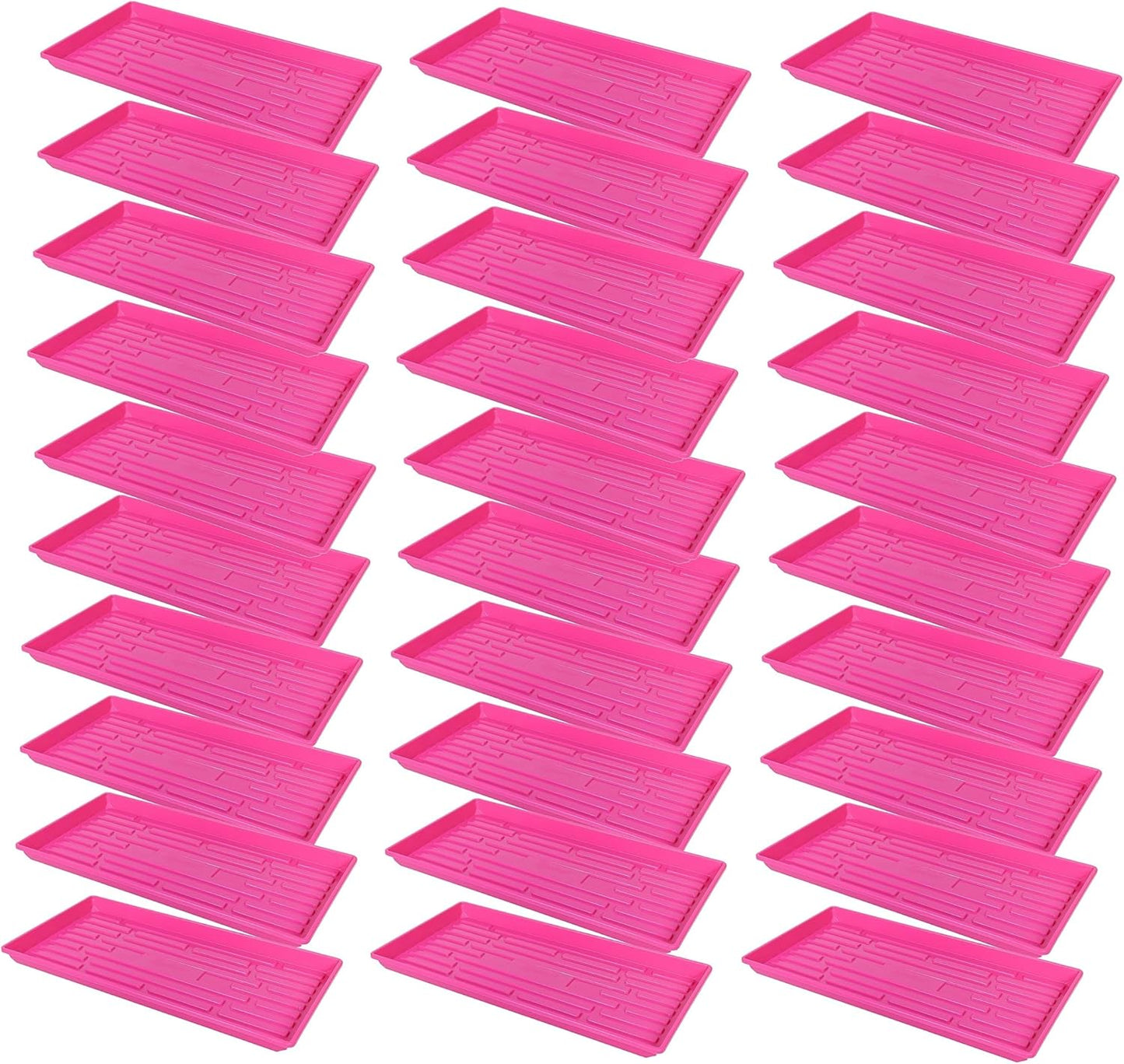 SUNPACK 10" x 20" Heavy Duty Shallow Plastic Seed Starting Tray, Magenta, 1" (Pack of 30) - No Drainage Holes, Perfect for Greenhouses or Indoor Gardening