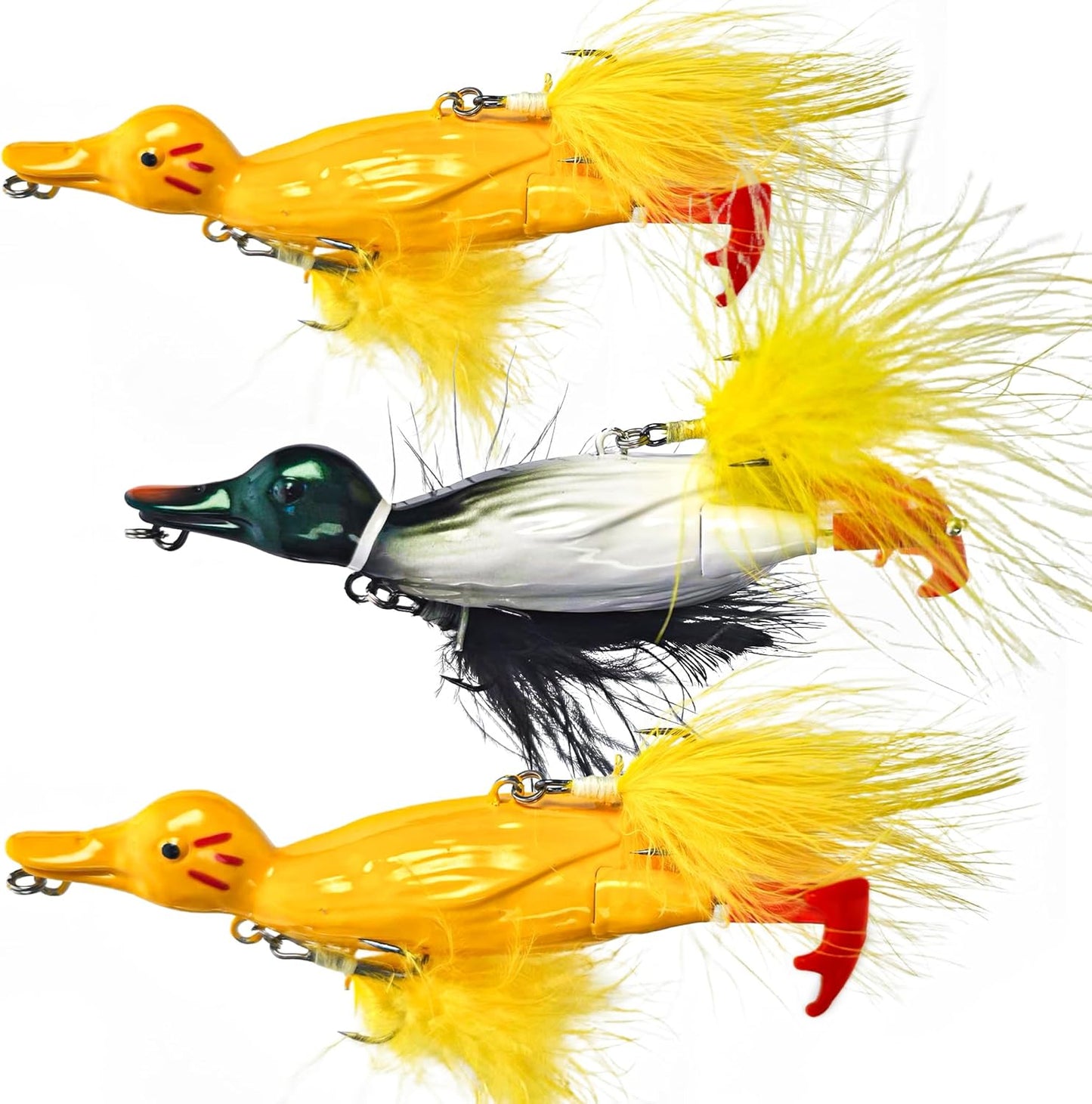 Duck Lures for Bass Fishing, Realistic Topwater Baby Duckling Baits Floating Artificial Hard Swimbaits for Pike Musky Catfish Freshwater Saltwater Fishing, 4.8 inch