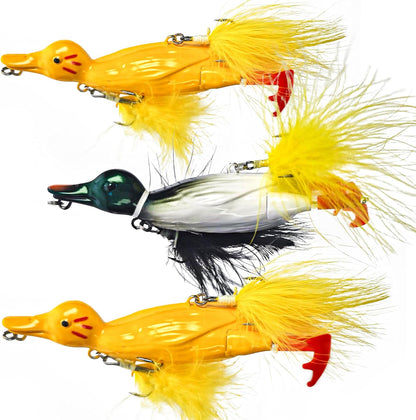Duck Lures for Bass Fishing, Realistic Topwater Baby Duckling Baits Floating Artificial Hard Swimbaits for Pike Musky Catfish Freshwater Saltwater Fishing, 4.8 inch