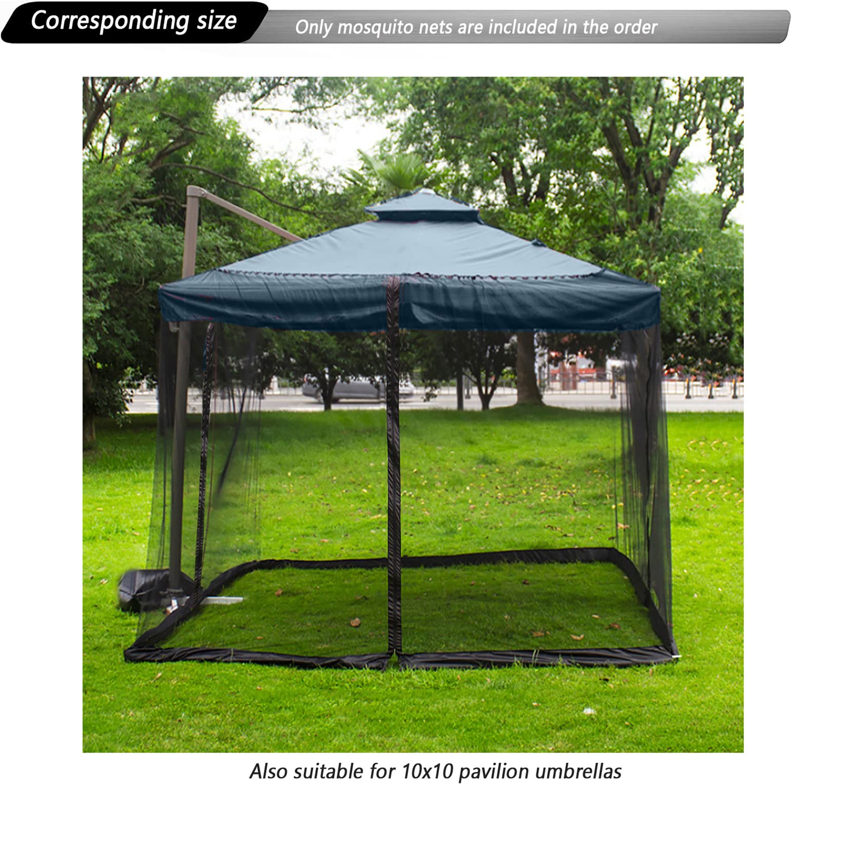 10x10 Mosquito Netting for Patio Canopy Tent/Pop Up Canopy Tent,Double Door Side Screen Easy