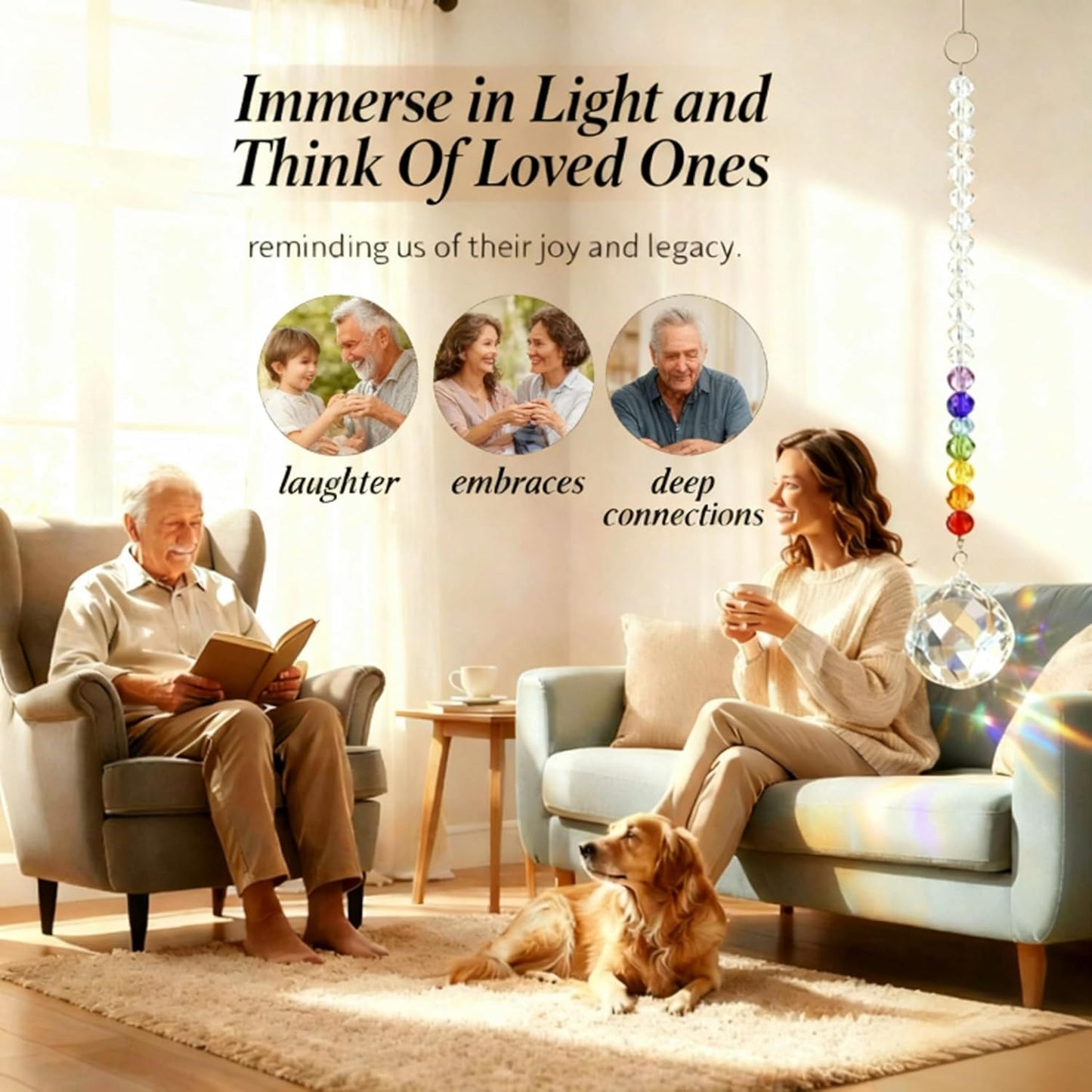 Sympathy Gifts for Loss of Loved One - Unique Crystal Sun Catcher Rainbow Maker - Ideal Memorial for Mom, Dad, Dog Loss & Miscarriage - Grief & Bereavement Keepsake