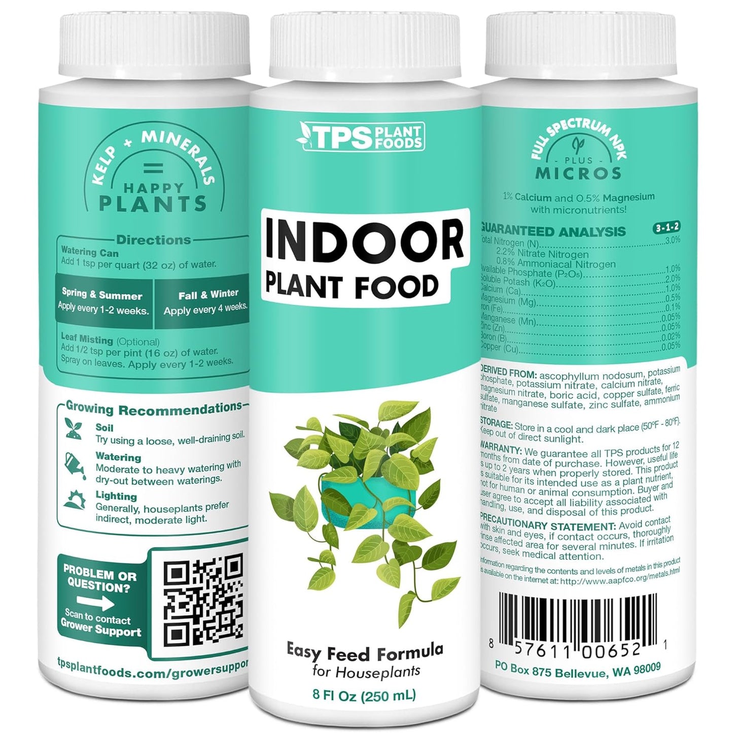 TPS NUTRIENTS Indoor Plant Food for Houseplants, Liquid Fertilizer 8 oz (250mL)