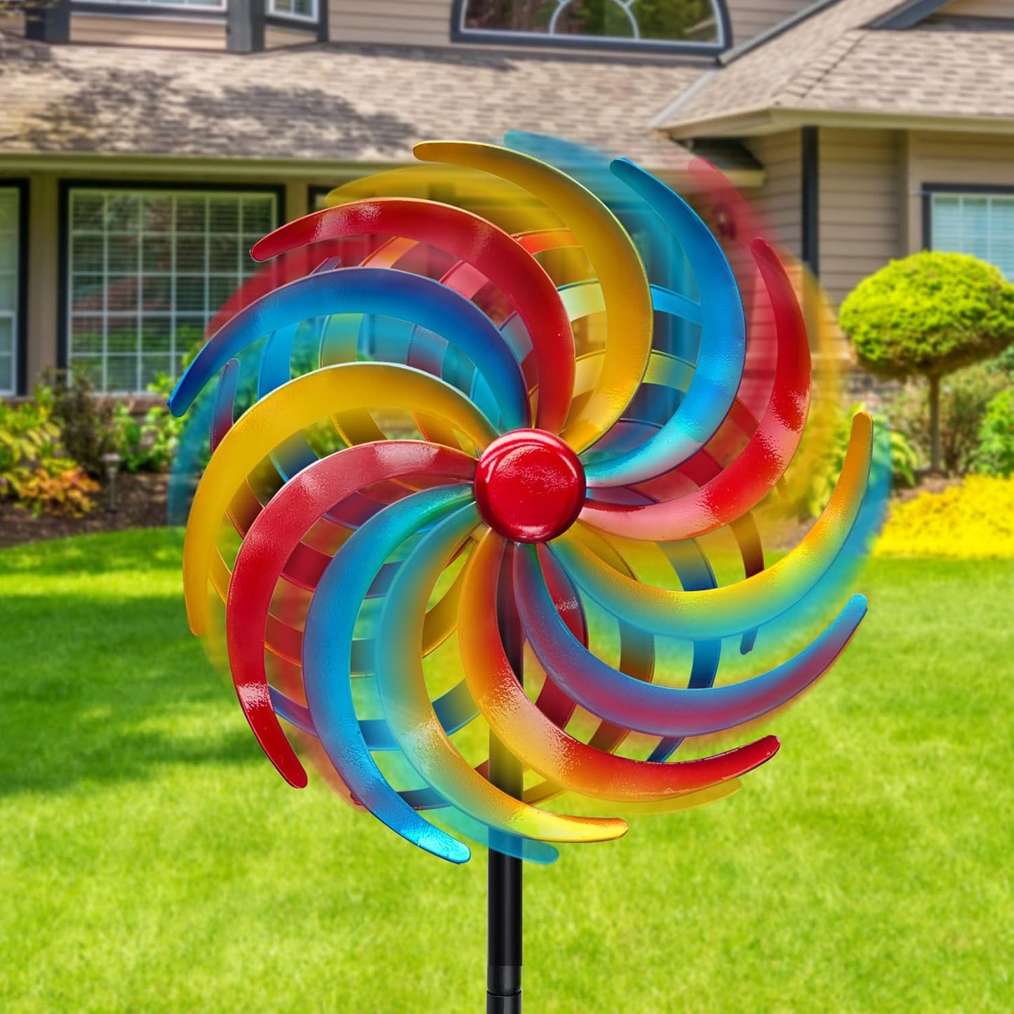 Wind Spinners Outdoor,Kinetic Wind Sculptures & Spinners, 63" Double-Side Metal Wind Spinner for Yard and Garden, Lawn Art Decorations Colorful