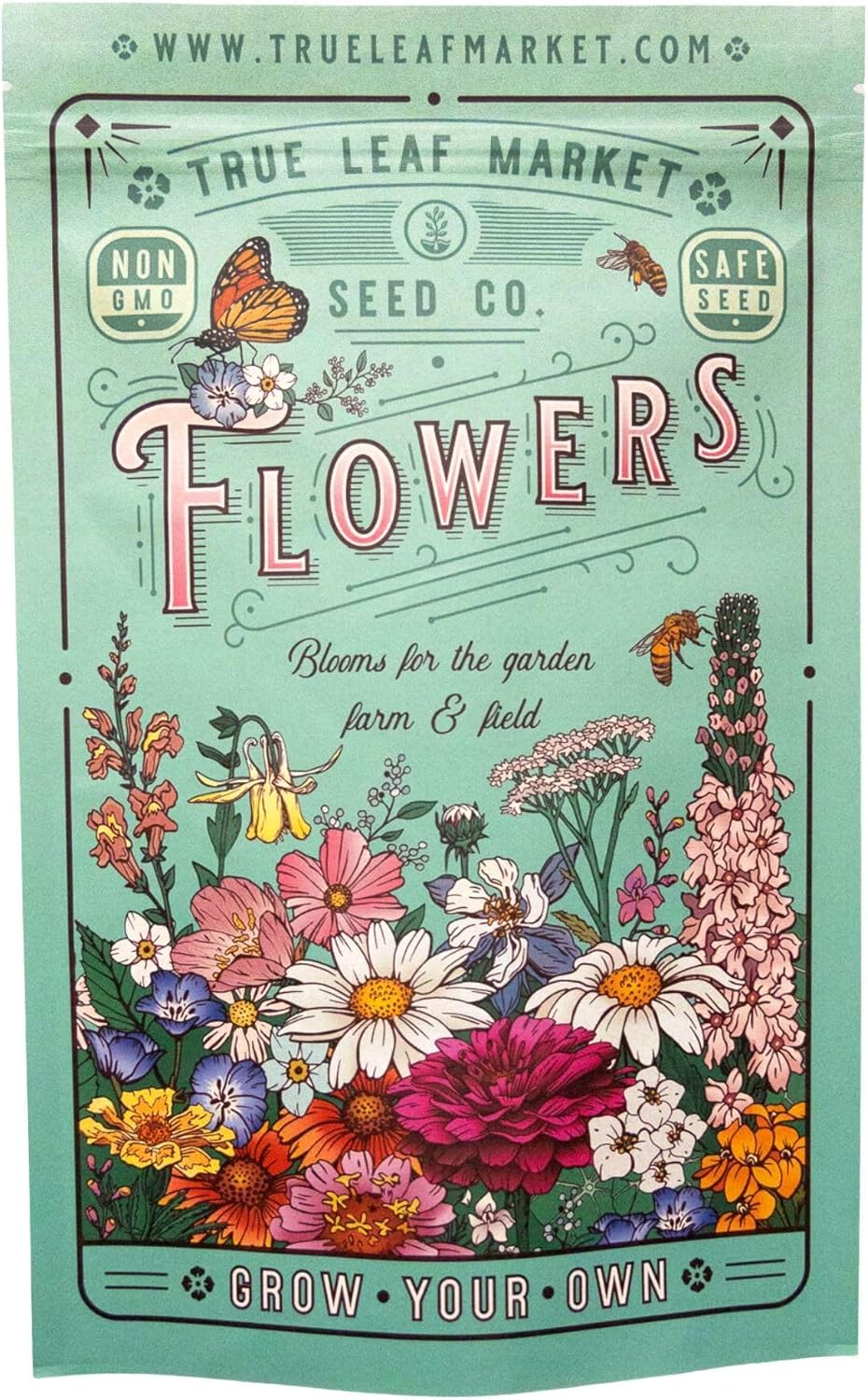 All Annual Wildflower Mix Seed for Planting - 1 Lb ~16,000+ Seeds - 21 Varieties Including California Poppy, Indian Blanket, Scarlet Flax, & More - Attracts Pollinators - Bulk Wildflower Seeds