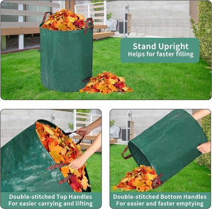 2 Pack Yard Waste Bags 53 Gallon Lawn and Leaf Bags, Reusable Heavy Duty Garden Bags for Collecting Leaves, Waste Container for Clean Up Outdoor Debris Leaves Grass Clippings