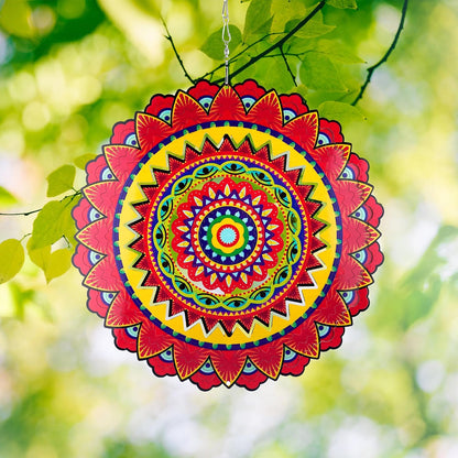 Garden Wind Spinners, 6 Inch 3D Stainless Steel Mandala Wind Spinner for Yard Garden Decoration Christmas Party Indoor and Outdoor Decoration