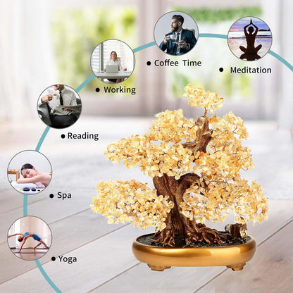 Natural Tree of Life (1,251 Gemone unt) Cryal Tree with Healing Properties - Bonsai Feng Shui Money Tree for Healing and Luck (Citrine),One Size