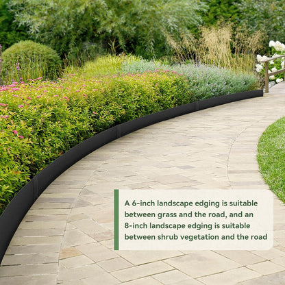 6PCS 8 inch Steel Landscape Edging Kit - 40" L x 8" H Each (20ft Total) Galvanized Steel Edge for Lawn Yard- No-Dig Hammer-in Heavy Duty Metal Edging Border with 6 Clips