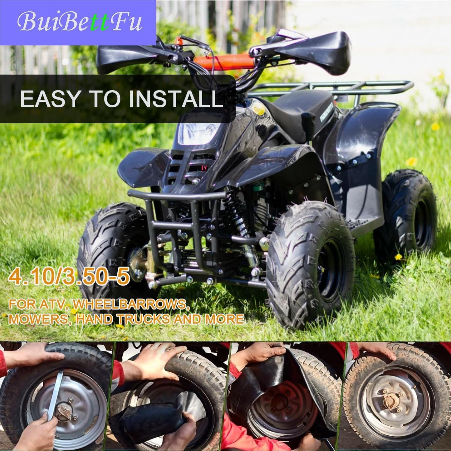 4.10/3.50-5 Inner Tube with TR-87 Bent Valve Stem (2-Pack) - Heavy Duty Replacement for Wheelbarrows, Mowers, Hand Trucks and More 4.10/3.50-5 11x4.00/4.50/6.00-5 Tire and Tube