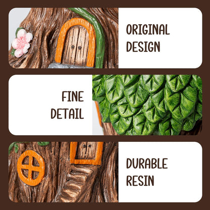 13''H Fairy House Statue Outdoor Statues Garden Resin Stool Over-Sized Sculpture Forest Pedestal Spring Decor for Home Courtyard Lawn Patio Summer Ornament Indoor Stool