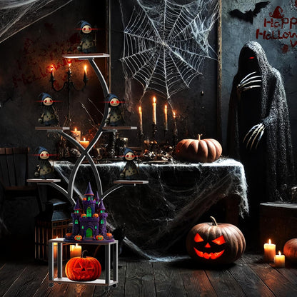 Halloween Plant Stand with Grow Lights, 8-Tiered Metal Shelf for Spooky Home Decor, Display for Pumpkins & Eerie Plants, Create an Eerie Ambiance for Patio & Indoor