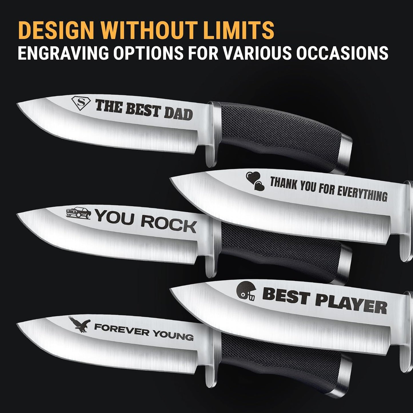 Custom Knife for Men and Women - Personalized Idea Gifts - Engraved Gifts for Dad Husband Boyfriend Wife Girlfriend - Customized Fixed Knives for Birthday - Unique Present 148109 PS