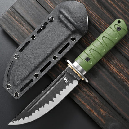 Sitivien ST29 Fixed Blade Knife, AUS-10 Steel Blade G10 Handle Full Tang Bowie Knife for Outdoor Camping Hunting Fishing Working(Green)