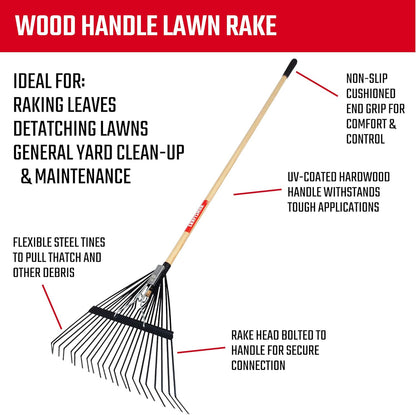 CRAFTSMAN 2-Piece Raking Set with Lawn & Thatching Rakes, Wood Handles with Cushion Grips, for Leaves, Dethatching, Dead Grass, Cultivating