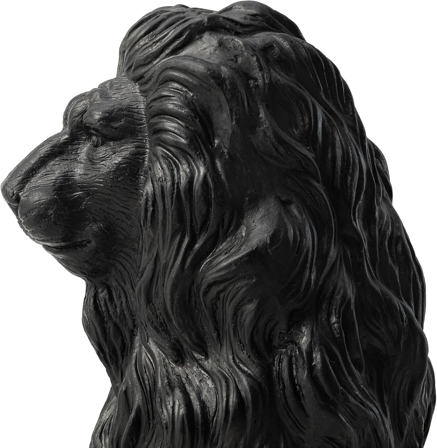 Glitzhome Guardian Sitting Lion Garden Statue MGO Outdoor Decoration, 27.75" H, Black