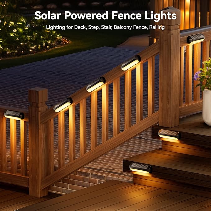 Outdoor Solar Lights for Outside, 10 Pack Bright Solar Fence Lights with Multi-Color Changing & Warm White Mode, Upgraded Solar Step Lights Outdoor Waterproof for Garden Deck Post Stair Wall