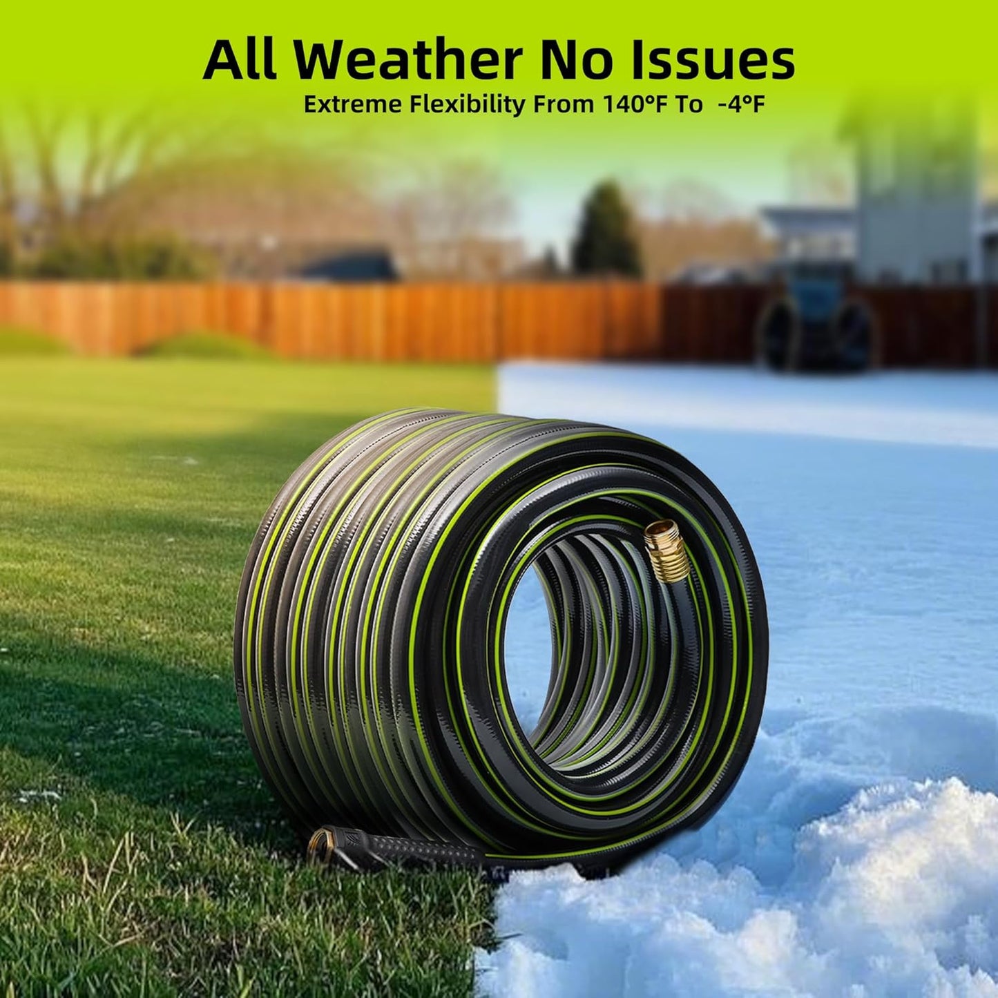 Worth Leader Short Garden Hose 3/4 in. x 4 ft. -Heavy Duty Durable Lightweight PVC Rubber Water Pipe for Agriculture, Lawn Care & Commercial Use -No Kink, Flexible, Leakproof, Male to Female Fittings