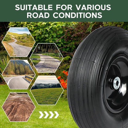 Taifa 13 Inch 1 Pack Solid Flat Free Replacement Tires and Wheels 4.00-6 with 5/8'' Axle Bore Hole, Air Less Wheel for Wheelbarrow/Wagon/Hand Truck/Trolley/Garden Scooter etc.