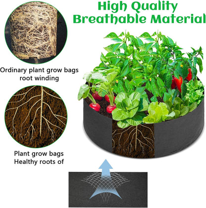 2 Pack Large 50 Gallon Plant Grow Bags, Round Black Fabric Raised Garden Beds, Durable Garden Planter Cloth Pots Container to Grow Vegetables for Outdoor Plants