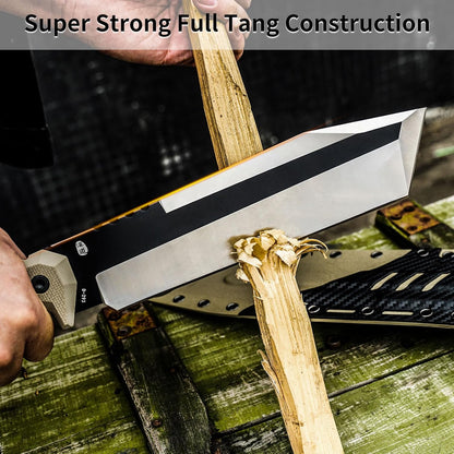 HX OUTDOORS 14 Inch Machete Camping Knife, Premium DC53 Steel Fixed Blade Knife, Kukri Gardening Machete with Kydex Sheath for Yard Work, Cutting Trees, Clearing Brush