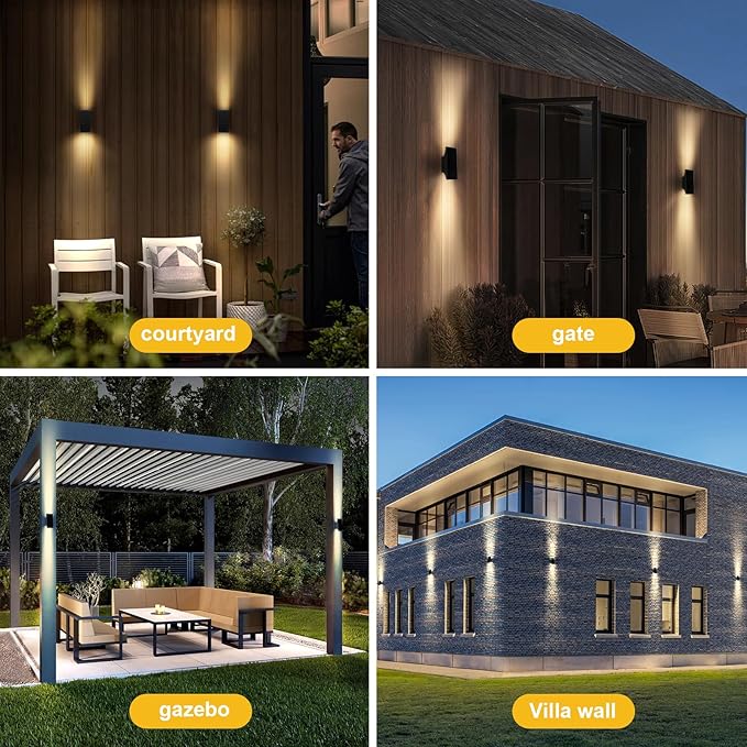 Solar Sconce Lights Outdoor, Dimmable Solar Wall Lights Up and Down, 3000K 700LM Solars Lights Outdoor IP65 Waterproof for Yard Fence Patio Garage Porch, 2pcs