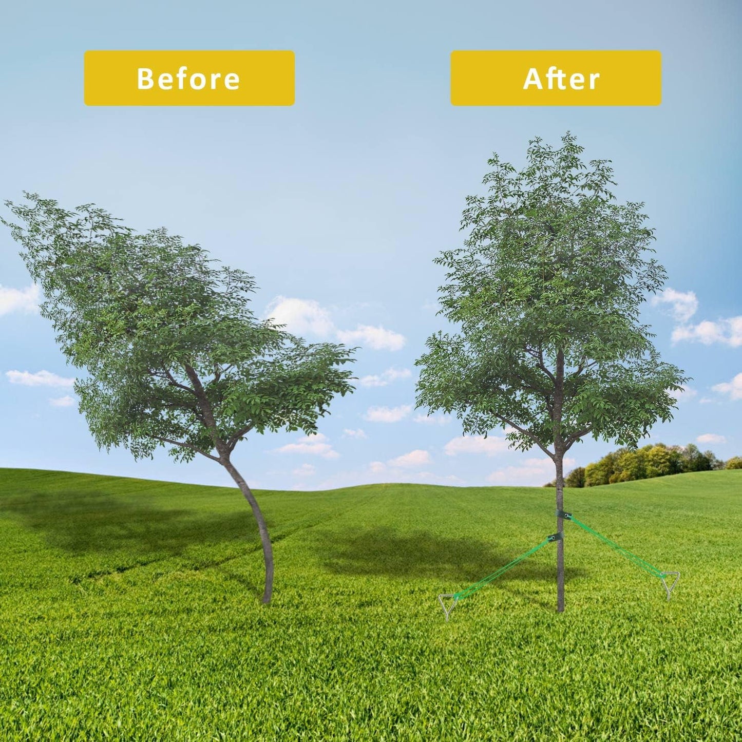 Spiral Tree Stake Kit, Tree Stakes and Supports for Leaning Trees, Protect Trees from Bad Weather