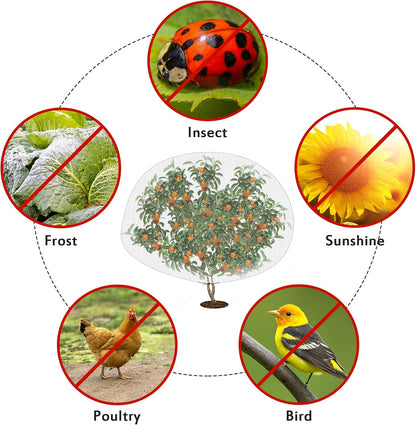 6.2 x 8.2 Feet Insect Bird Barrier Netting Mesh with Drawstring, Garden Bug Netting Plant Cover for Protect Plant Fruit Flower from Insect Bird