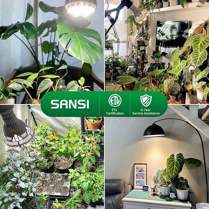 SANSI Grow Light Bulb with COC Technology, Full Spectrum 24W Grow Lamp (300 Watt Equivalent) with Optical Lens for High PPFD, Perfect for Seeding and Growing of Indoor Plants, Flowers and Garden