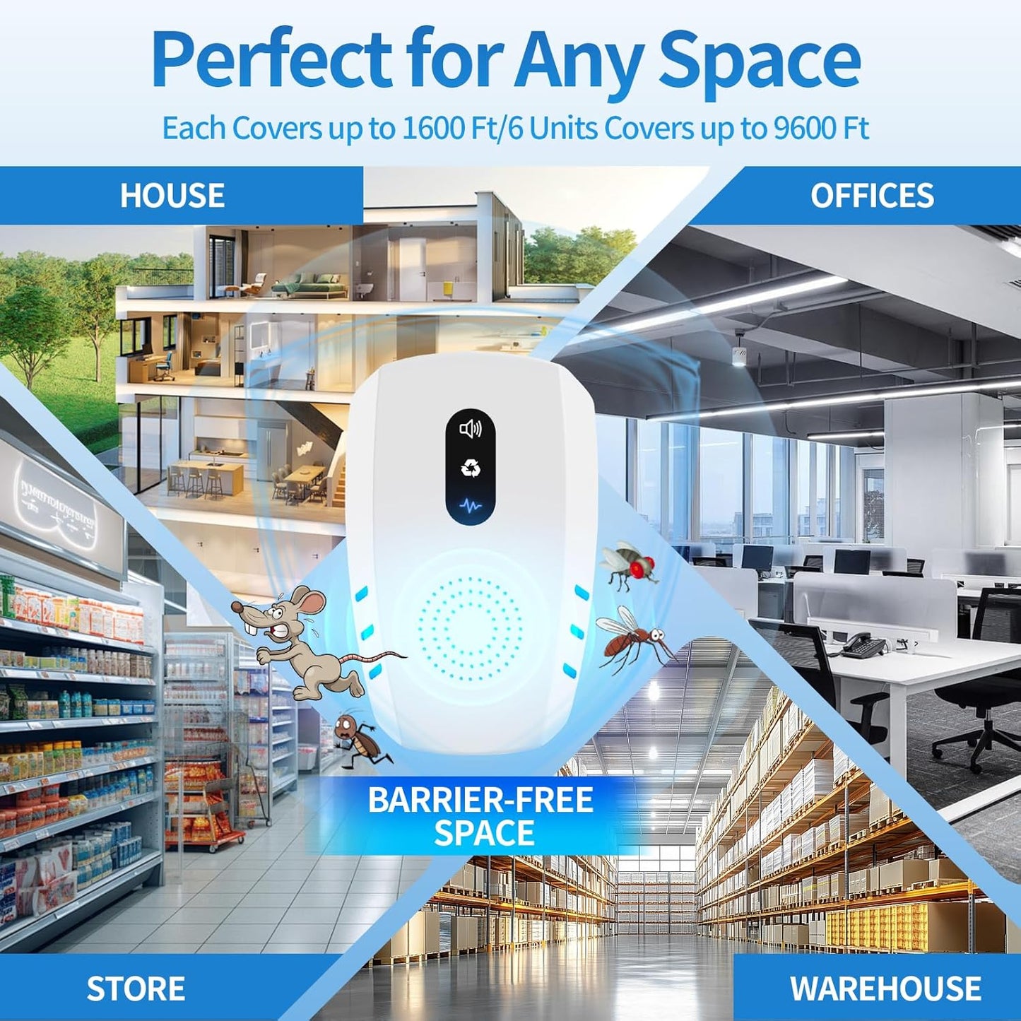 2025 Upgraded Ultrasonic Pest Repellent Indoor Insect Repeller, Pest Control, Repellent Roach, Mouse, Bugs, Mosquito, Mice, Spider, Ant, Rodent Repellent Ultrasonic Plug in, 3 Mode Switching, 6 Packs