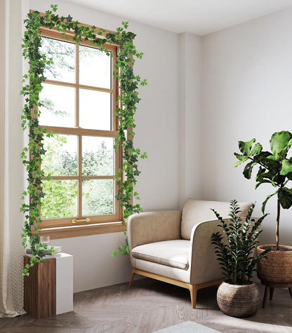RECUTMS 2Pcs Fake Vines 74.8inch Artificial Ivy Garland Hanging Plants with Silk Leaves Greenery Decoration for Indoor Outdoor Wedding Home Kitchen Garden Office