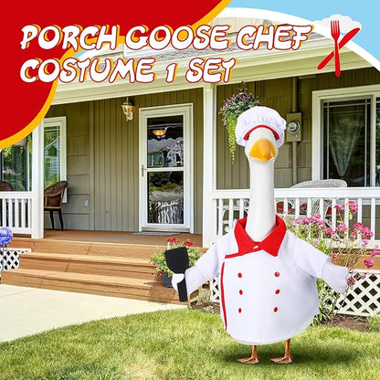Geyoga Chef Goose Outfit Costume Yard Lawn Porch Clothes for 23'' Plastic Goose Outdoor Patio Art Decoration