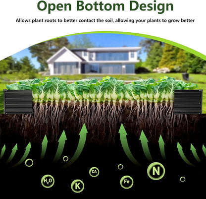 10×3×1FT(2PCS) Galvanized Raised Garden Bed Kit, Metal Planter Boxes，Large Outdoor Planters Garden for Planting Vegetables,Flowers,Herbs -Black