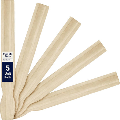 Ultra Sturdy 21in Paint Stir Sticks 5 Pack. Sanded Wood Paddle Stirrers for Mixing Epoxy or Paints in 5 Gallon Buckets. Great for Yard Signs or Garden Stakes, Vegetable Marking and Creative Projects