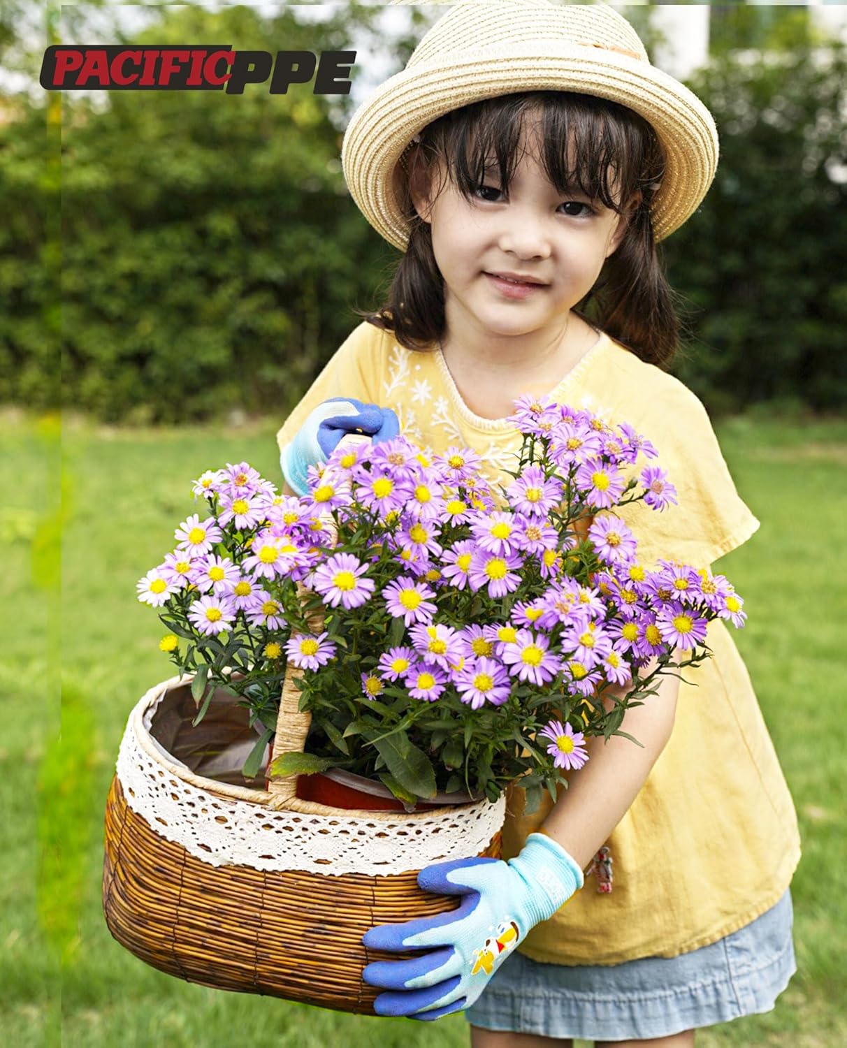PACIFIC 3 Pairs Kids Gardening Gloves for Age 3-6, Toddler Rubber Coated Garden Gloves, Kids Work Gloves, for Children, Boys and Girls, Multicolor, XXXS