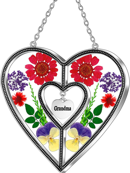 KY&BOSAM Heart Suncatchers Grandma Gift Ornament Stained Glass Sun Catcher Garden hangings Windows