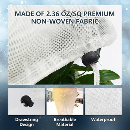 2 Pack Plant Covers Freeze Protection for Winter, 47.2"×31.5" Frost Cloths for Outdoor Plants Cold Weather Blankets with Drawstrings