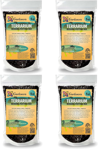 GARDENERA Terrarium Bedding - Custom Blend of Coco Coir, Charcoal, Pumice, and Vermiculite for Healthy Plant Growth - 20 QUARTS