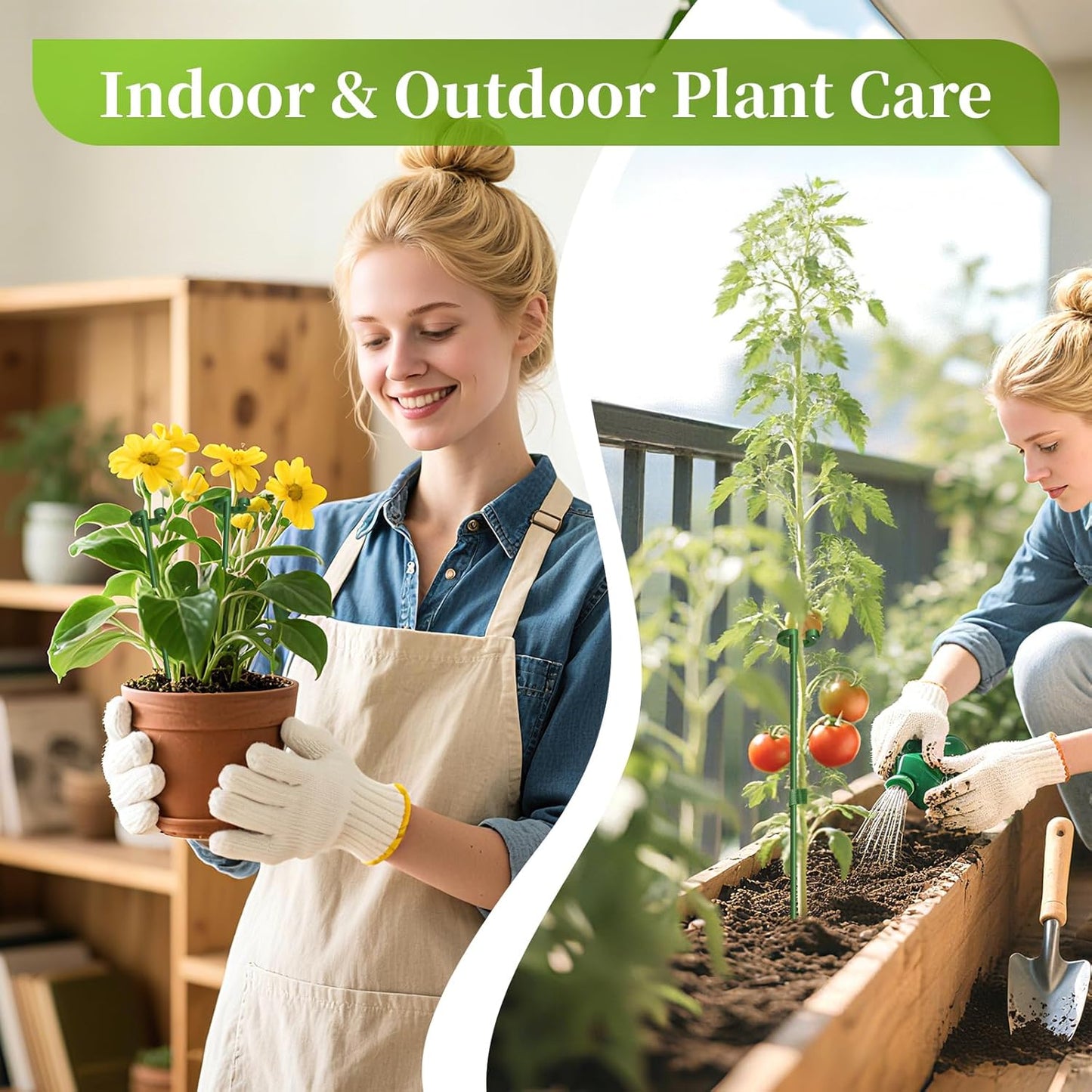 Fiberglass Plant Stakes 15-Pack - 10.8" & 14.6" Plant Support Sticks for Potted Plants, Veggies & Vines | Adjustable Stem Clips | Garden Stake for Tomatoes, Cucumbers, Climbing Flowers
